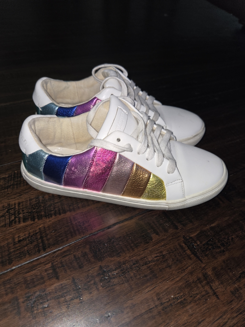 Kurt Geiger White Sneakers with Rainbow Metallic Panels